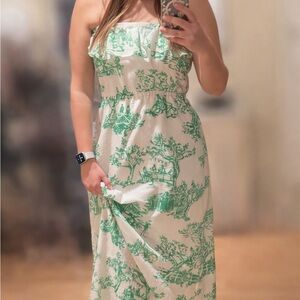 Lilly Pulitzer Strapless Dress in Green and White